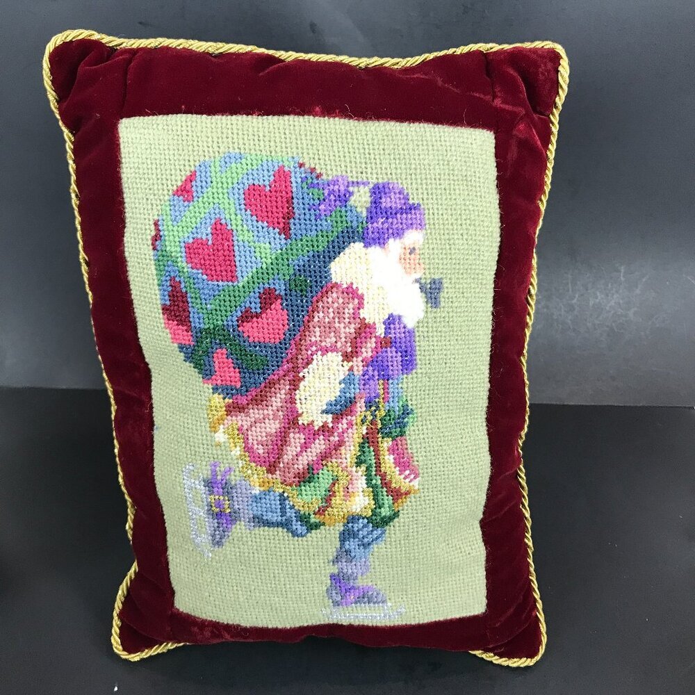 Needlepoint Santa on ice-skates 12" x 9"